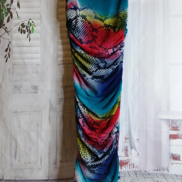 Boston Proper multi color python print ruched dress size S NWOT - Picture 7 of 12